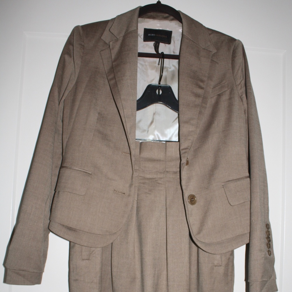 BCBG Tan Blazer and Pencil Skirt Set